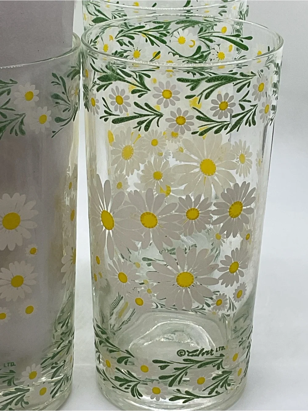 Vintage Culver Set of 6 Daisy-Print Drinking Glasses